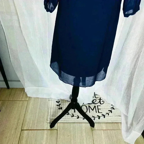 BCX DRESS Size M Womens Blue Lined Tie front Pullover 3/4 sleeve tunic - Picture 5 of 11